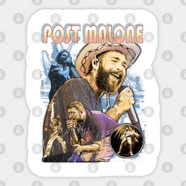 Post malone vintage bootleg graphic full color Sticker by BVNKGRAPHICS